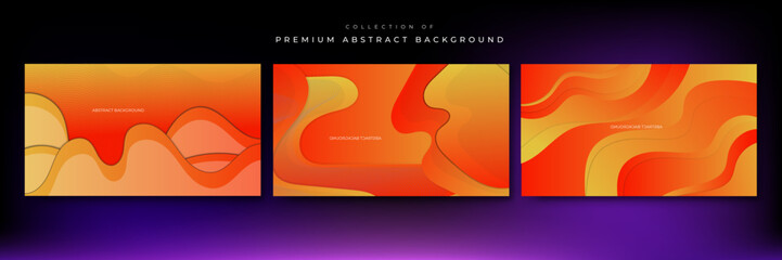 Set of abstract modern orange gradient background