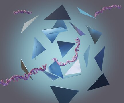 Assembly with RNA sequence to create RNA armored. RNA phage virus like particles packed 3d rendering