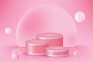 3d pink podium showcase reflection modern