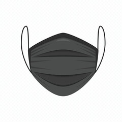 Black Medical or Surgical Face Masks. Protection coronavirus and infection. Virus Protection or Healthcare concept. Medical mask isolated on transparent background. Vector EPS 10.