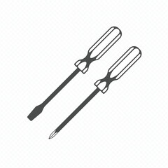 Slotted and crosshead screwdriver flat icon. Handyman tool for home repair or equipment tool work. Vector illustration EPS 10.