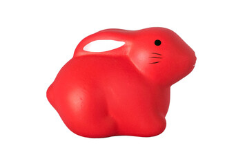 Year of the rabbit. Red rabbit isolated against transparent background. Lunar New Year celebration.