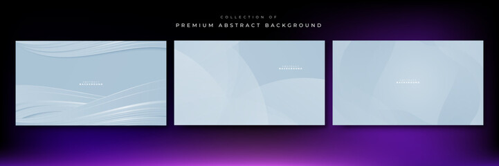 Set of white and light blue abstract background