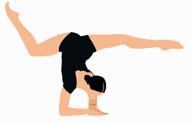 Illustration of female doing exercise, stretching exercise, yoga.