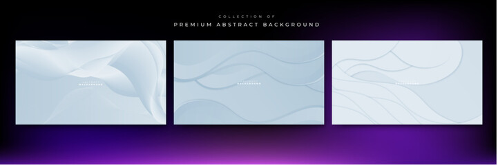 Set of white and light blue abstract background