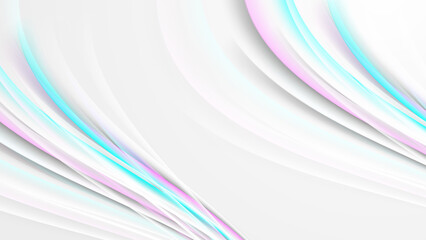 Abstract 3d white background with neon light waves
