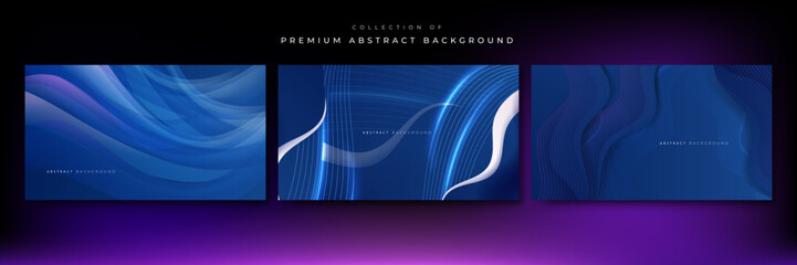 Set of 3d modern wave curve abstract presentation background