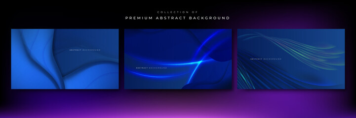 Set of 3d modern wave curve abstract presentation background