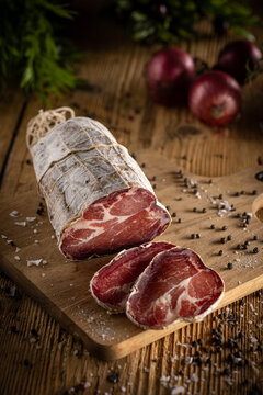 Air-cured pork meat coppa