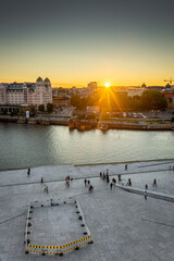 Beautiful sunset over Oslo from the Opera House