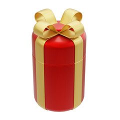 3D Round Gift Box in Red and Gold