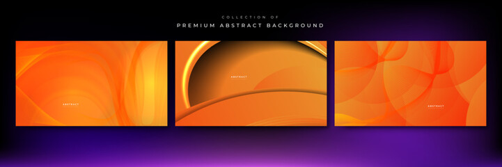 Set of 3D modern wave curve abstract presentation background. Luxury paper cut background. Abstract decoration, orange pattern, gradients, 3d Vector illustration. Shiny orange yellow background