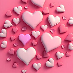 hearts on a pink background 4k