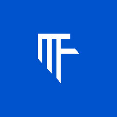 MF monogram logo design white color with blue isolation