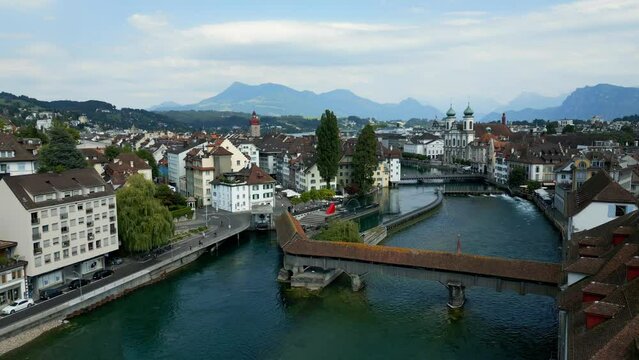 City of Lucerne in Switzerland from above - aerial view - travel photography