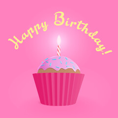 Happy Birthday card with cupcake
