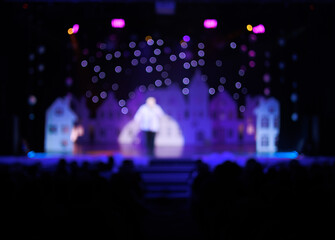 Texture blur and defocus, background for design. Stage light at a concert show in theater.