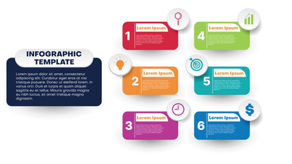 colorful infographic design Business data visualization with six element for presentation