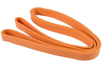 Orange rubber band for fitness, rubber expander for tension, isolate