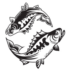 Jumping fish from water vector design.