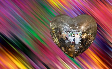 Heart shape Love symbol with Heart Shaped Disco Ball
