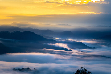 View point of the sea of mist in Mae Sot District, Tak Province, Thailand.