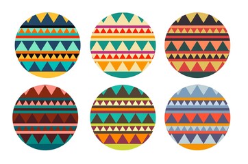 Set of abstract colorful circles in African style