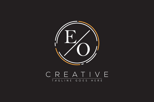 letter eo elegant and luxury Initial with circle frame minimal monogram logo design vector template