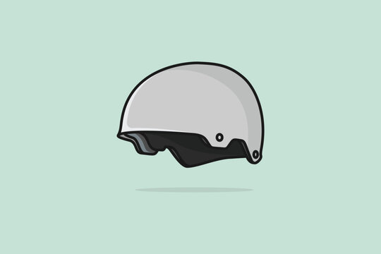 Motorbike Helmet vector illustration. People safety object icon concept. Motorcycle sport helmet side view vector design with shadow on light green background. Sport helmet logo design.