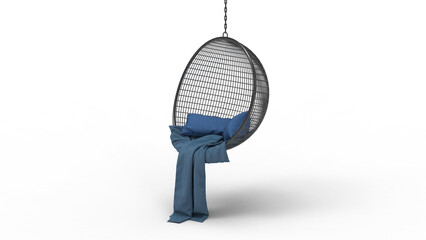 hanging swing chair angle view with shadow 3d render