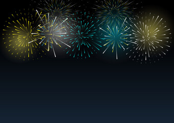 Colorful Fireworks on Dark Background Template