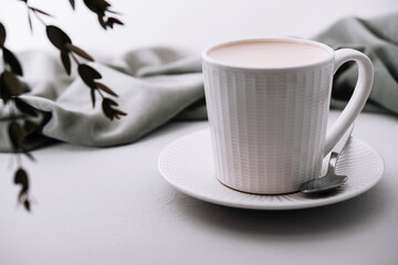 Close up of Cup of coffee on plate