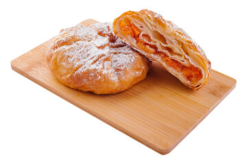 sweet pumpkin buns on wooden board