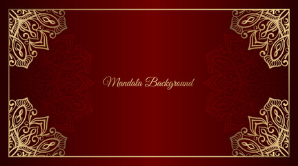 Red backgound with golden mandala ornament