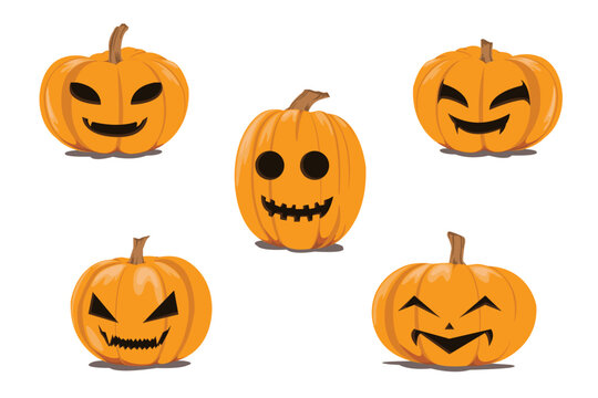 halloween pumpkin set vector