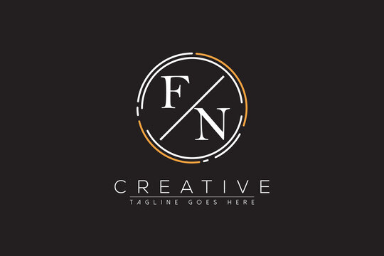 letter fn elegant and luxury Initial with circle frame minimal monogram logo design vector template
