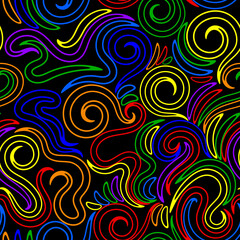 Colored twisted vector seamless fantasy pattern