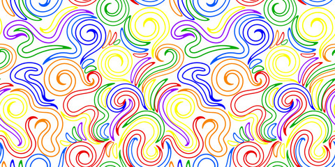 Twisted colorful seamless fantasy abstract line pattern