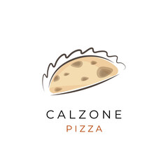 Calzone Pizza Simple Line Art Illustration Logo