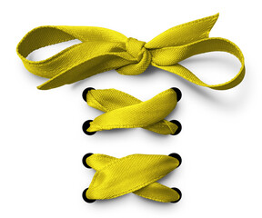 Yellow Satin Shoe Lace with Transparent Background - 558114626