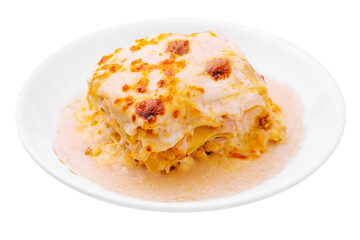 Tasty appetizing lasagna served on plate