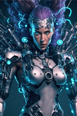 Fototapeta na wymiar Cyber Goddess Science and Technology