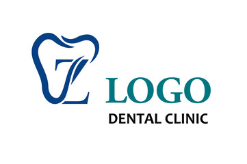 Initial Letter Z with Tooth Line Art Icon for Dental Health Care and Dental Clinic, Dentistry Business Logo Idea Template