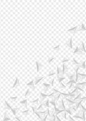 Hoar Fractal Background Transparent Vector. Shard Realistic Illustration. Greyscale Style Template. Polygon Render. Silver Pyramid Design.