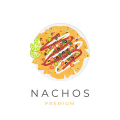 Nachos Illustration Logo Topped With Minced Meat And Delicious Sauce
