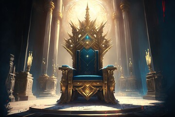 fantasy throne in a palace. inside pyramid. Fantasy scenery. Generative AI - obrazy, fototapety, plakaty