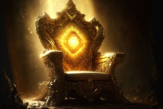 fantasy throne in a palace. inside pyramid. Fantasy scenery. Generative AI