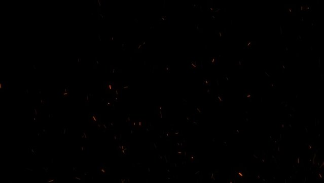 3D animation on realistic fire sparks looped with alpha channel (transparency) in HQ 32bit Apple ProRes. Easy use. Drag and drop in your project.
