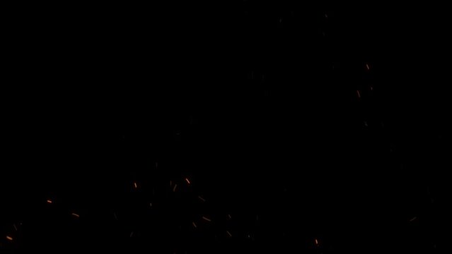 3D animation on realistic fire sparks looped with alpha channel (transparency) in HQ 32bit Apple ProRes. Easy use. Drag and drop in your project.
