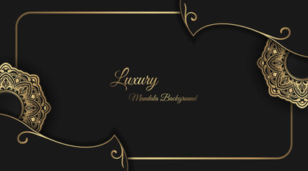 Black background with golden mandala ornament